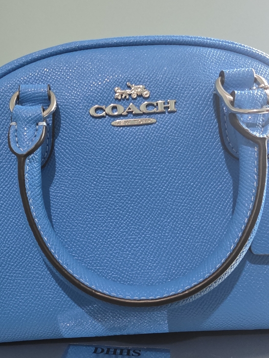 Coach Handbags - Coach Bright Blue Mini Satchel with Silver Hardware